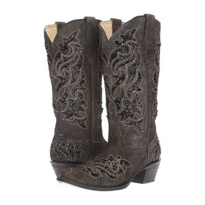 Corral sequin inlay brown suede boots size 7